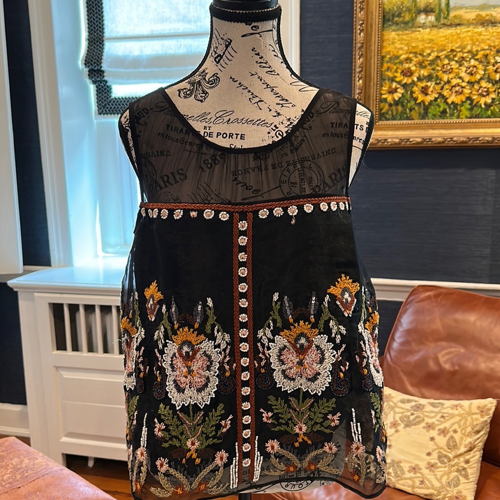 Anthropologie- Gorgeous beaded sleeveless top!
